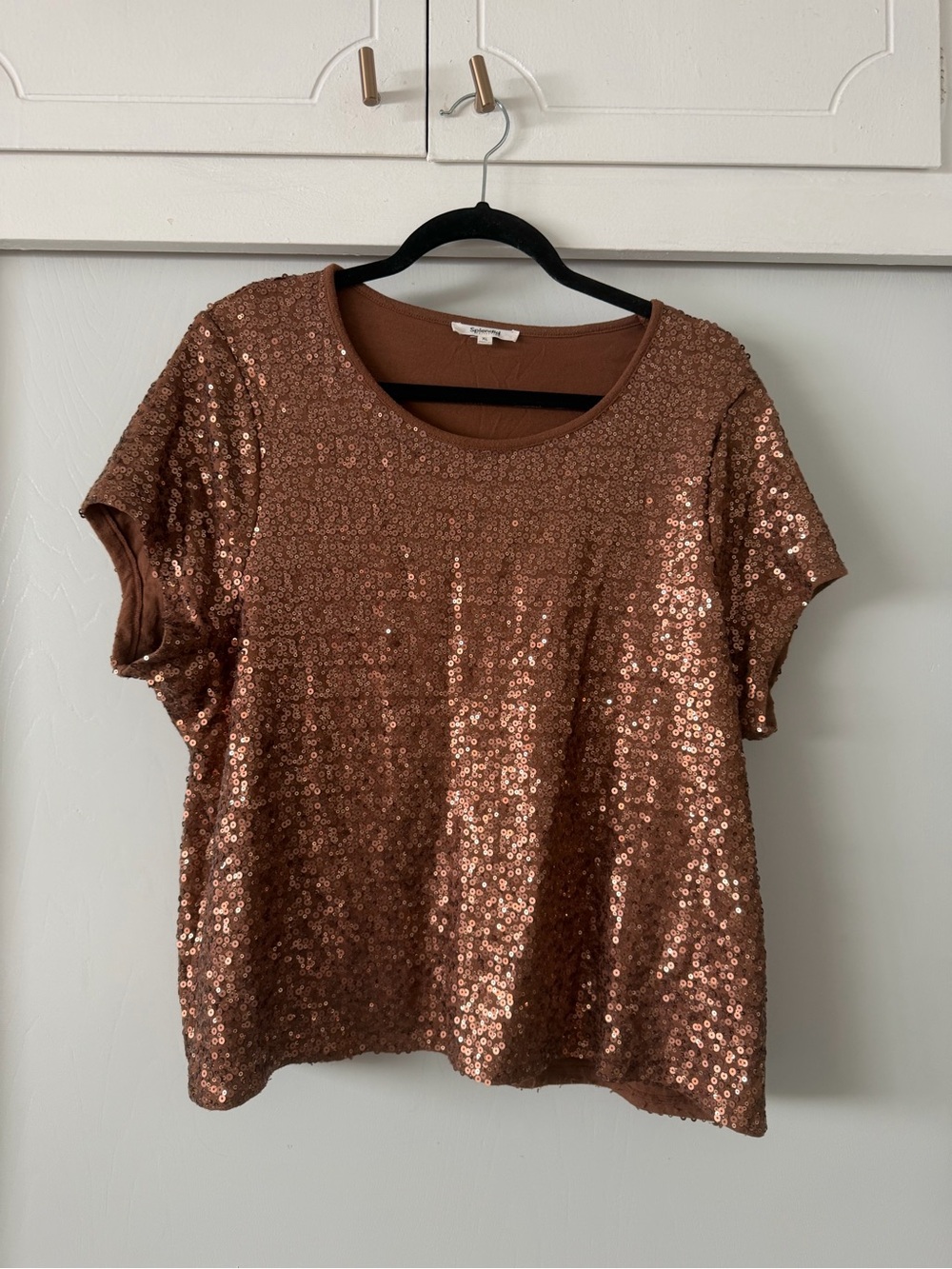 Splendid Copper Sequin Short Sleeve Tee
